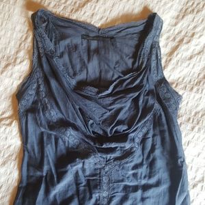 Vintage Inspired Designer Gray Tank Top Silk Lace
